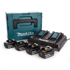 Makita DC18RD Dual Port Charger 7.2 - 18V with 4 x BL1850B 18V 5.0Ah Batteries