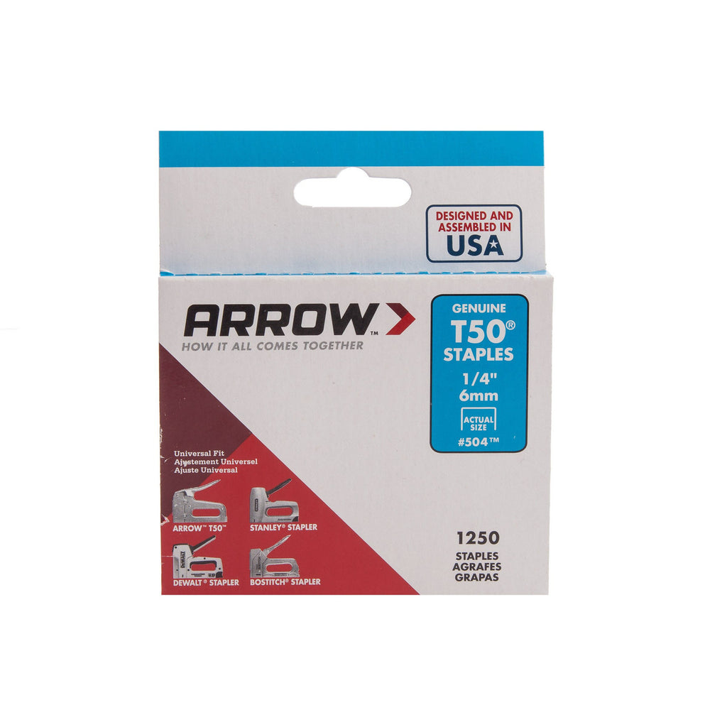 Arrow 504 T50 Heavy-Duty Staples 6mm (Pack of 1250)