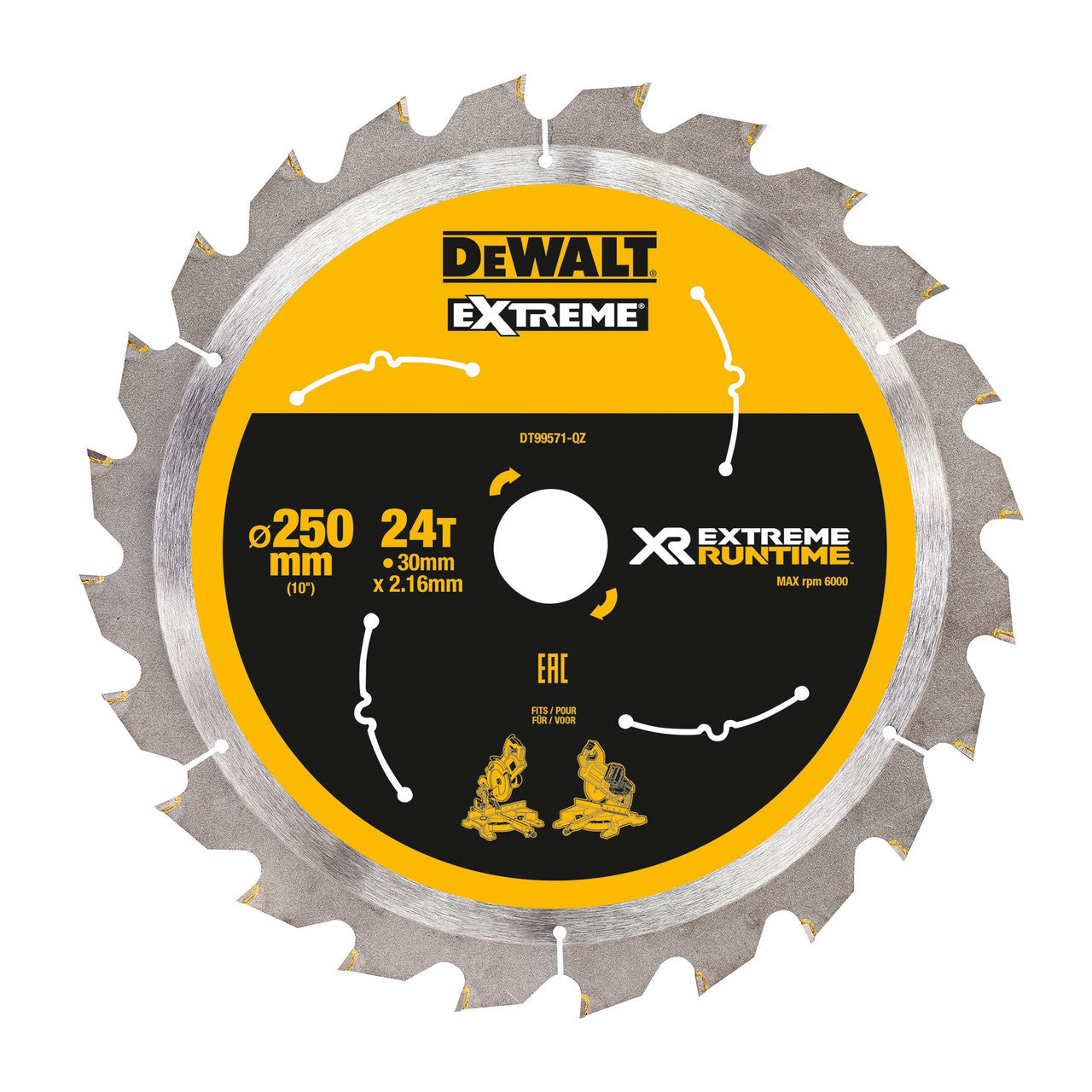 Dewalt DT99571 XR EXTREME Runtime Circular Saw Blade 250 x 30mm x 24T