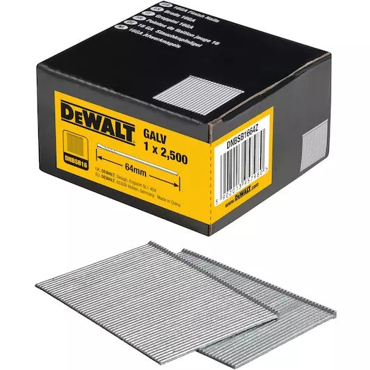 Dewalt DNBSB1664Z 16Ga Finish Nails 64mm 2500 Pack