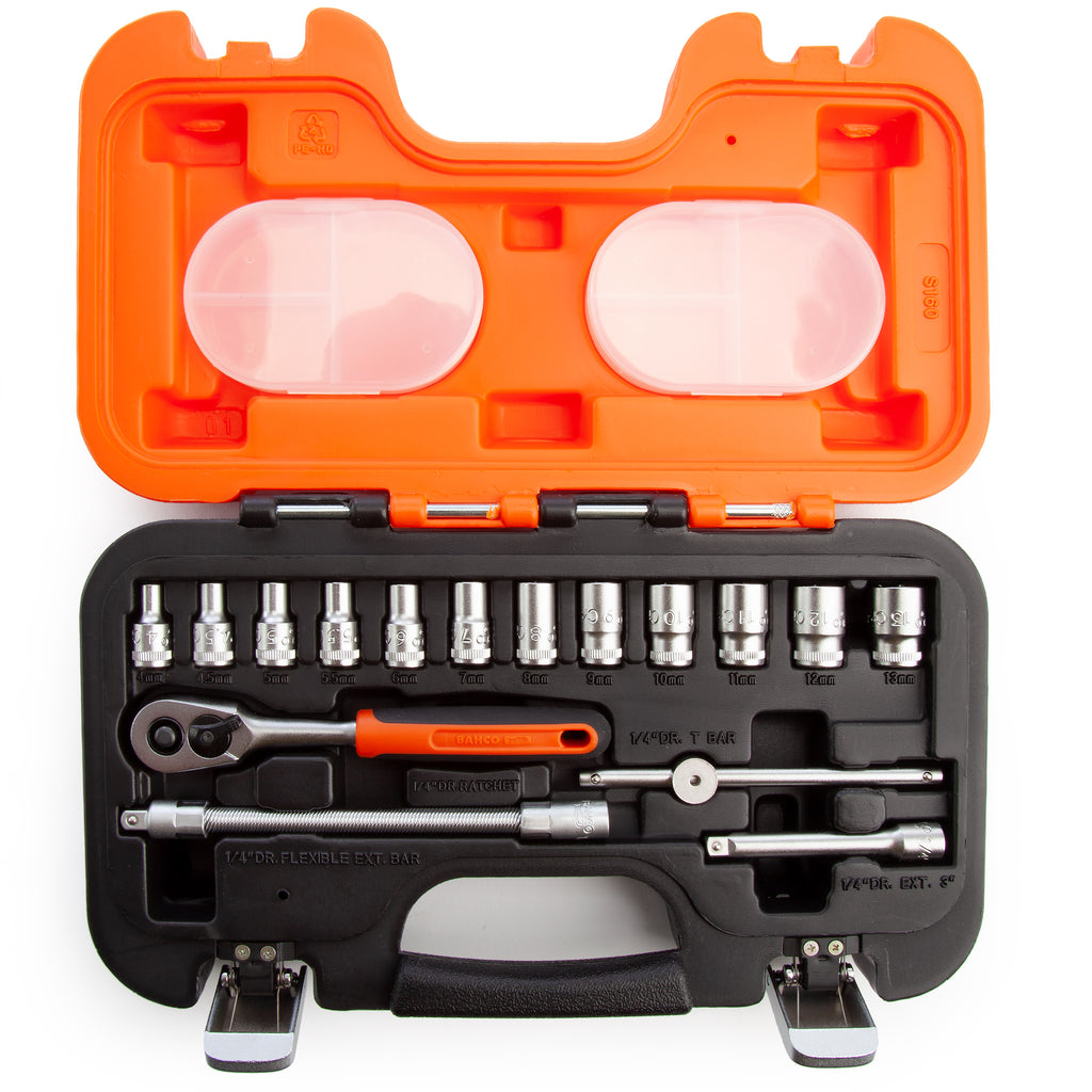 Bahco S160 Metric Socket Set and Ratchet 1/4" Square Drive (16 Piece)