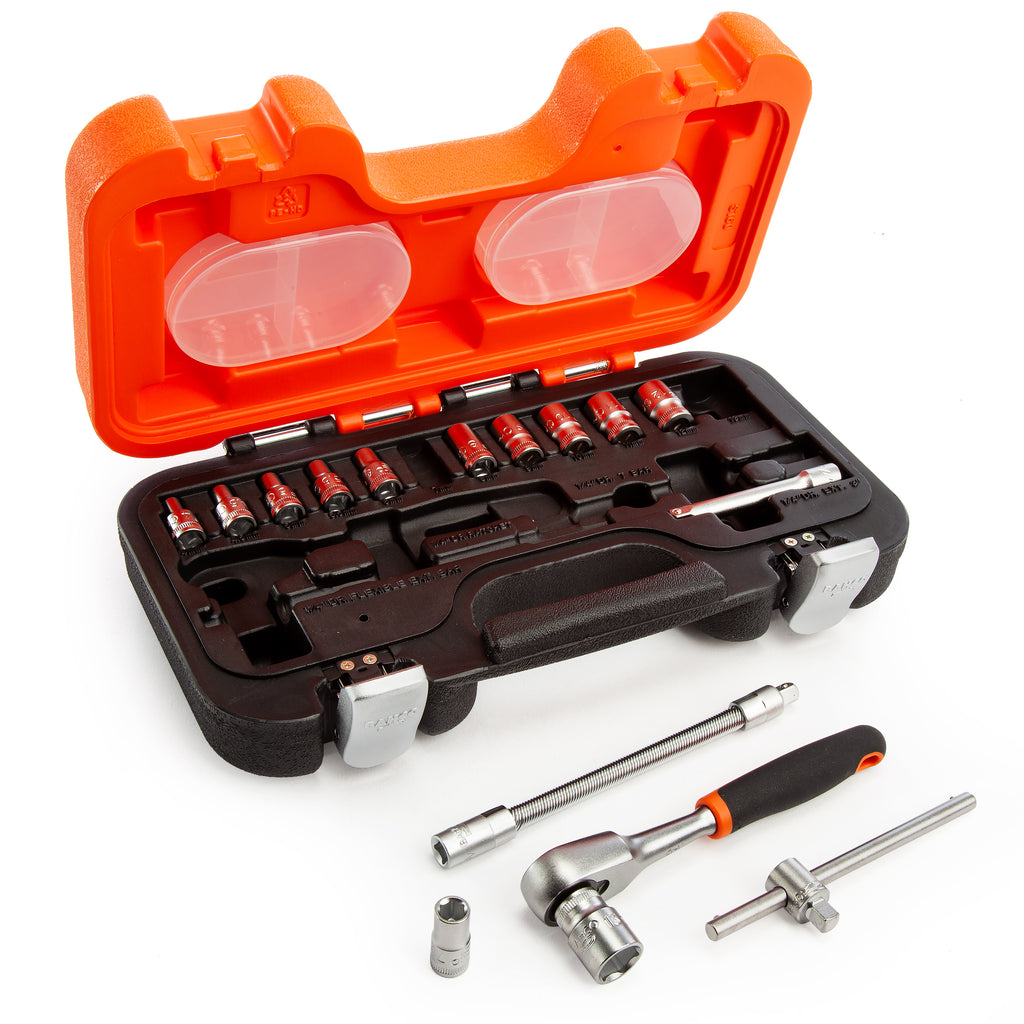 Bahco S160 Metric Socket Set and Ratchet 1/4" Square Drive (16 Piece)