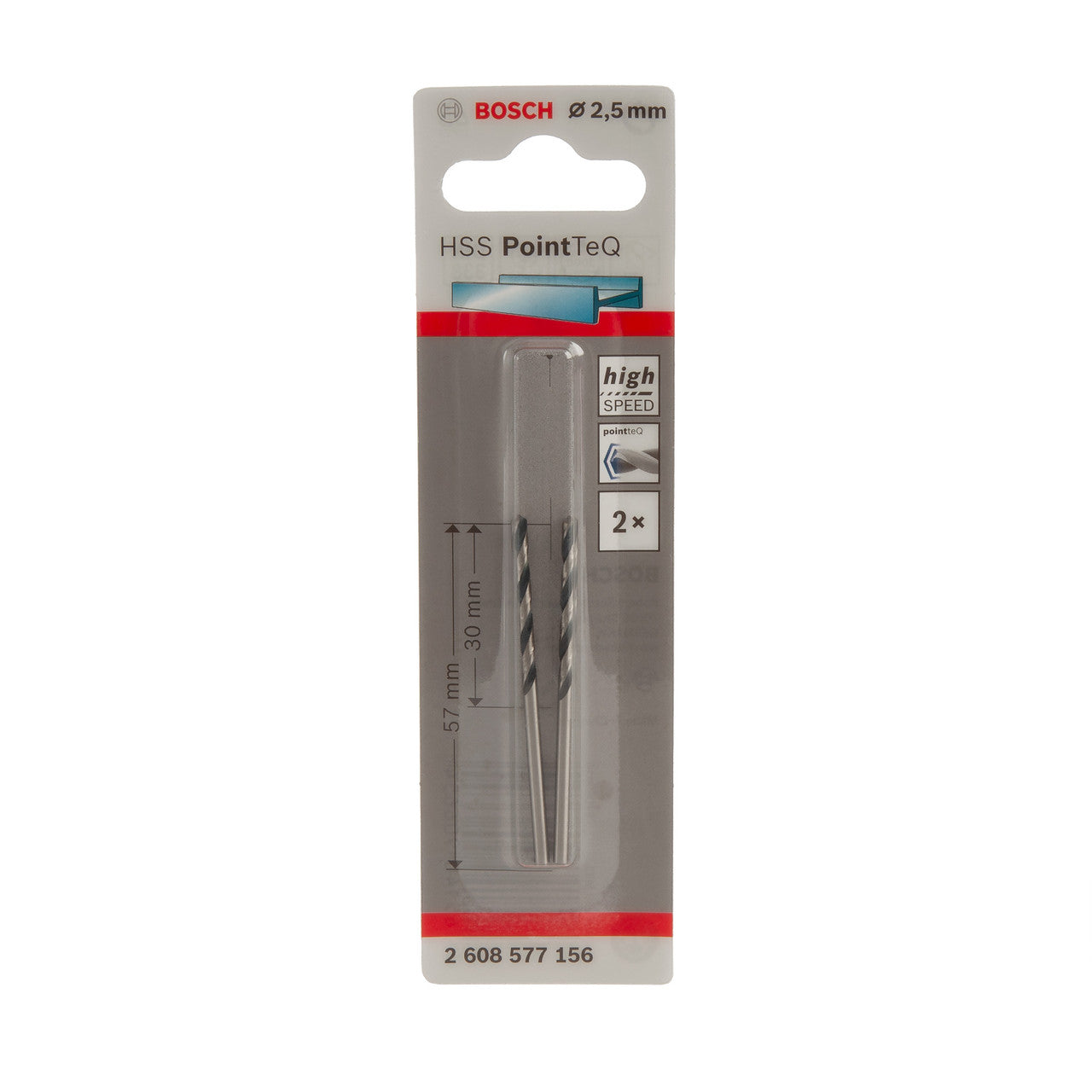 Bosch 2608577156 HSS Twist PointTeQ Drill Bit 2.5 x 30 x 57mm (Pack of 2)