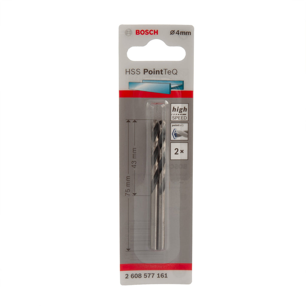 Bosch 2608577161 HSS Twist PointTeQ Drill Bit 4 x 43 x 75mm (Pack of 2)