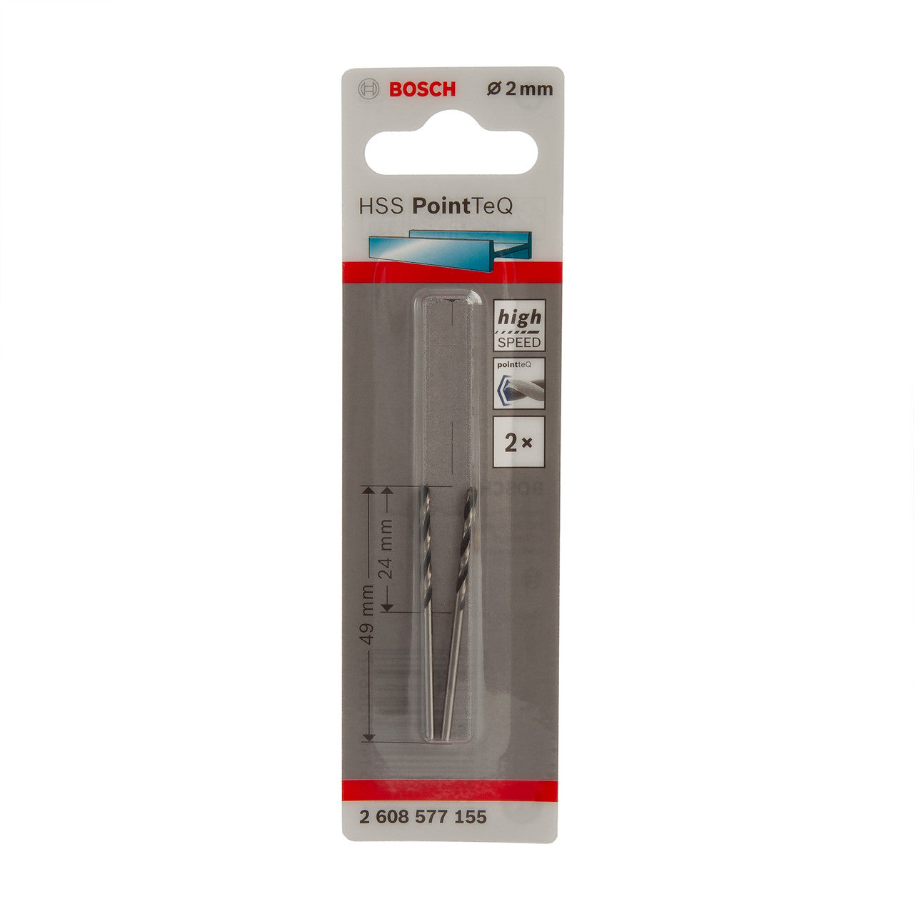 Bosch 2608577155 HSS Twist PointTeQ Drill Bit 2 x 24 x 49mm (Pack of 2)