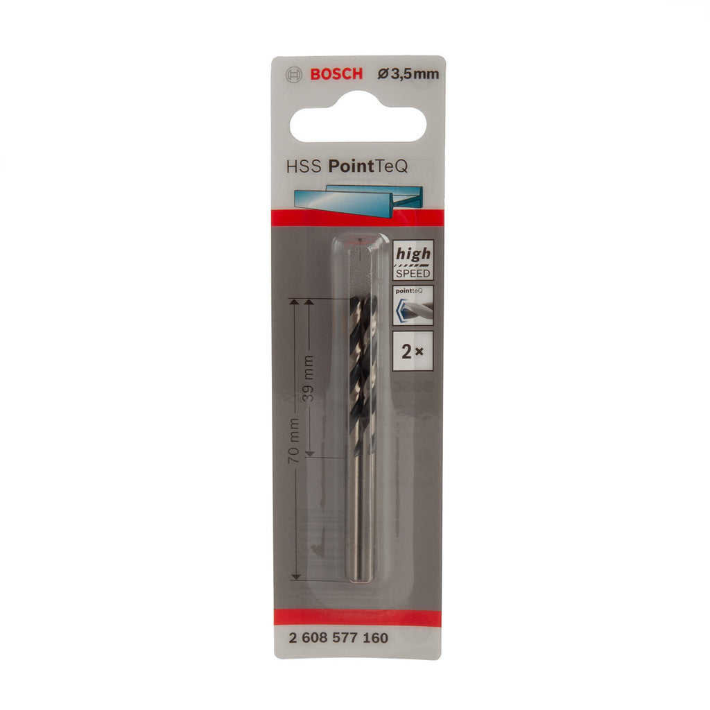 Bosch 2608577160 HSS Twist PointTeQ Drill Bit 3.5 x 39 x 70mm (Pack of 2)