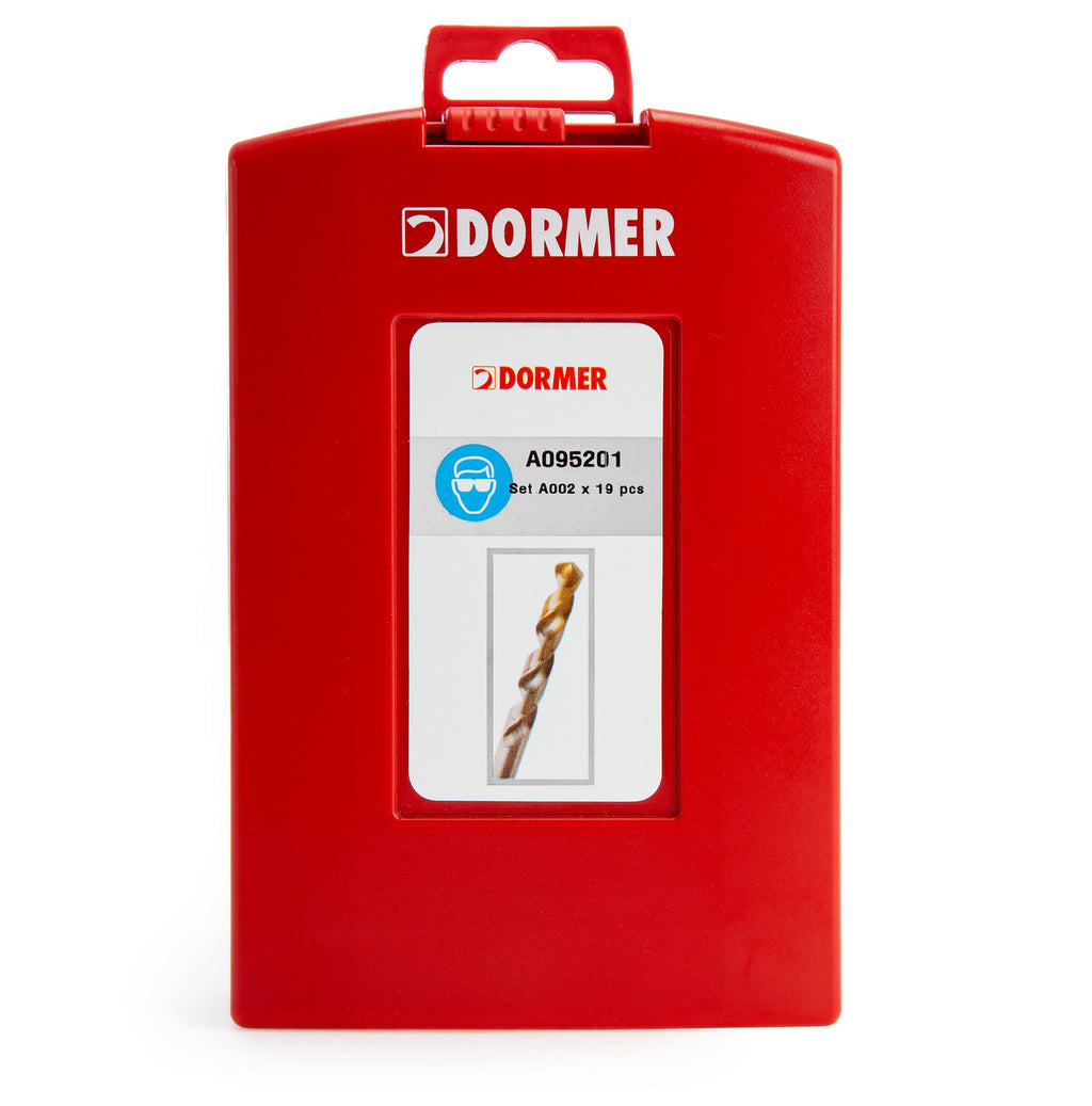 Dormer A002 HSS TiN Coated Tip Jobber Drill Bit Set (19 Piece)