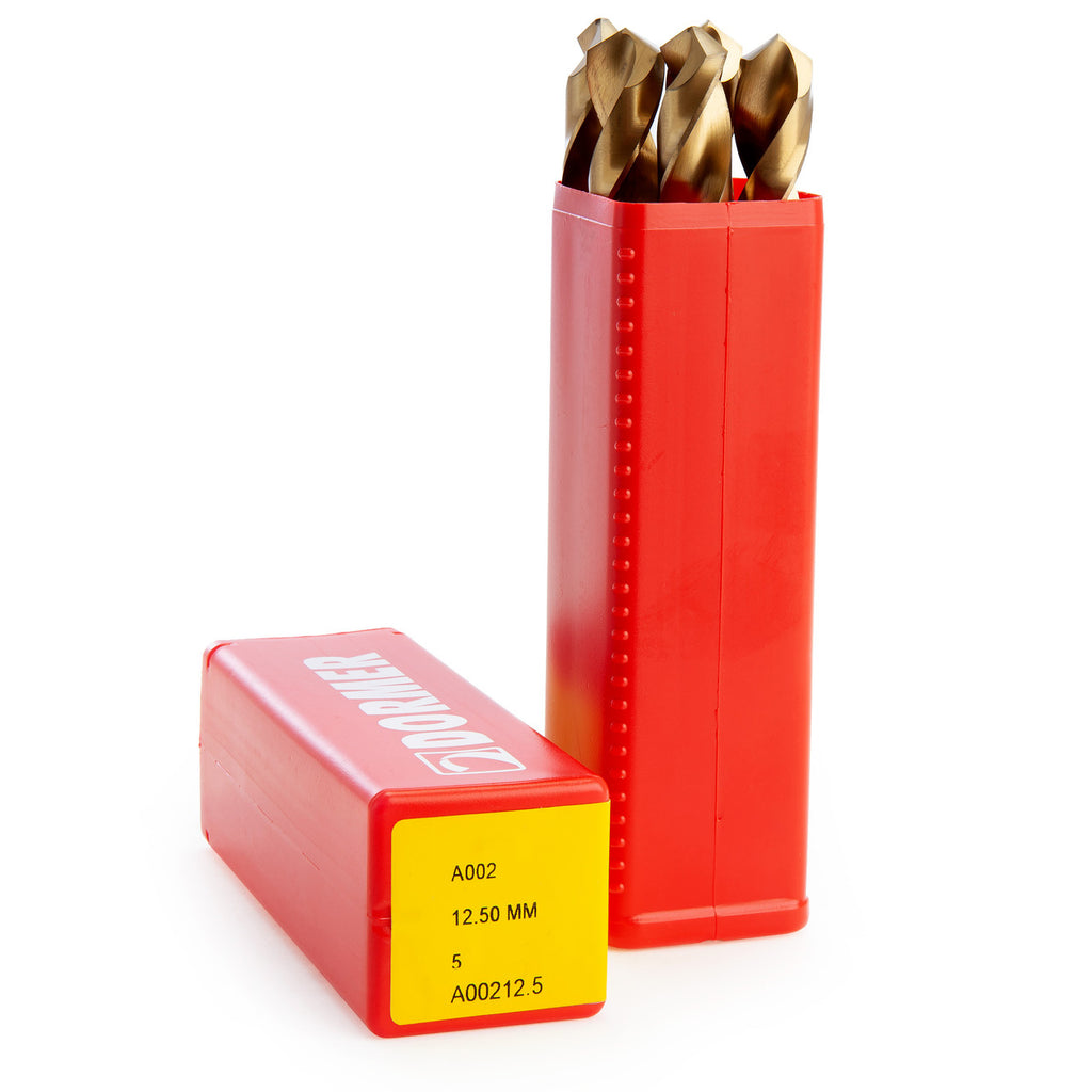 Dormer A00212.5-5 A002 HSS-TiN Coated Tip Jobber Drill 12.50mm box open