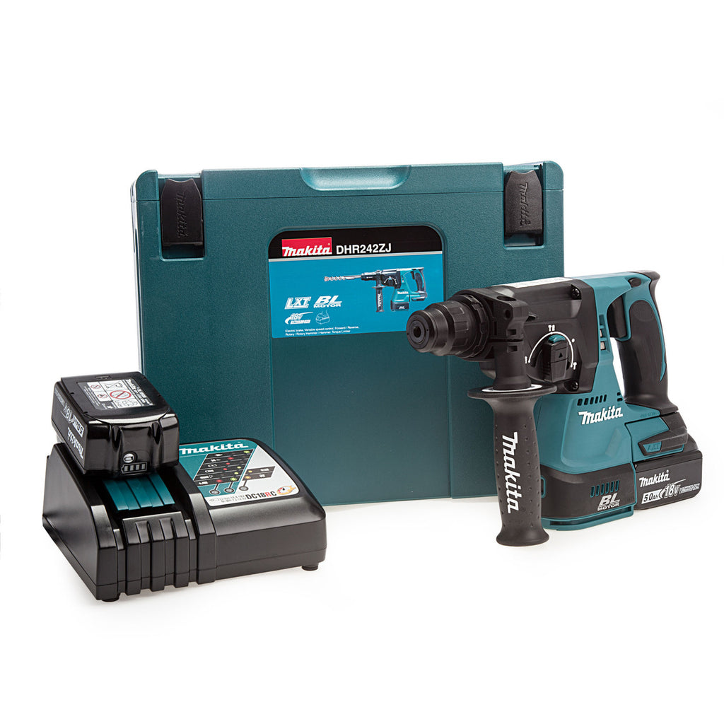 Makita DHR242RTJ SDS Plus Rotary Hammer Drill 24mm (2 x 5.0Ah Batteries)