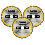 Dewalt DT1962 Construction Circular Saw Blades 216 x 30 mm 2 x 24T / 1 x 40T (3 Pack)