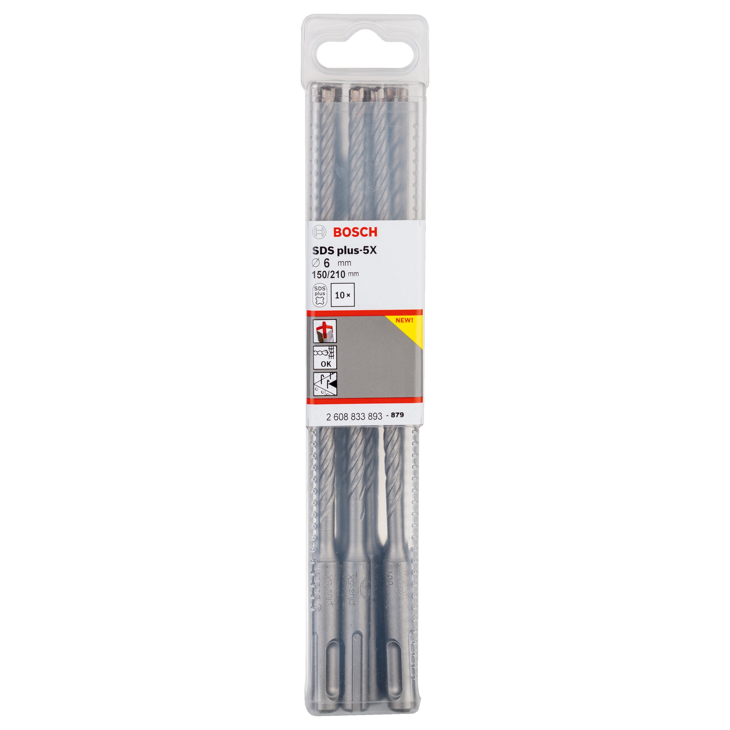 Bosch 2608833893 SDS+ 5X Masonry Drill Bits 6x 150x 210mm (Pack of 10)