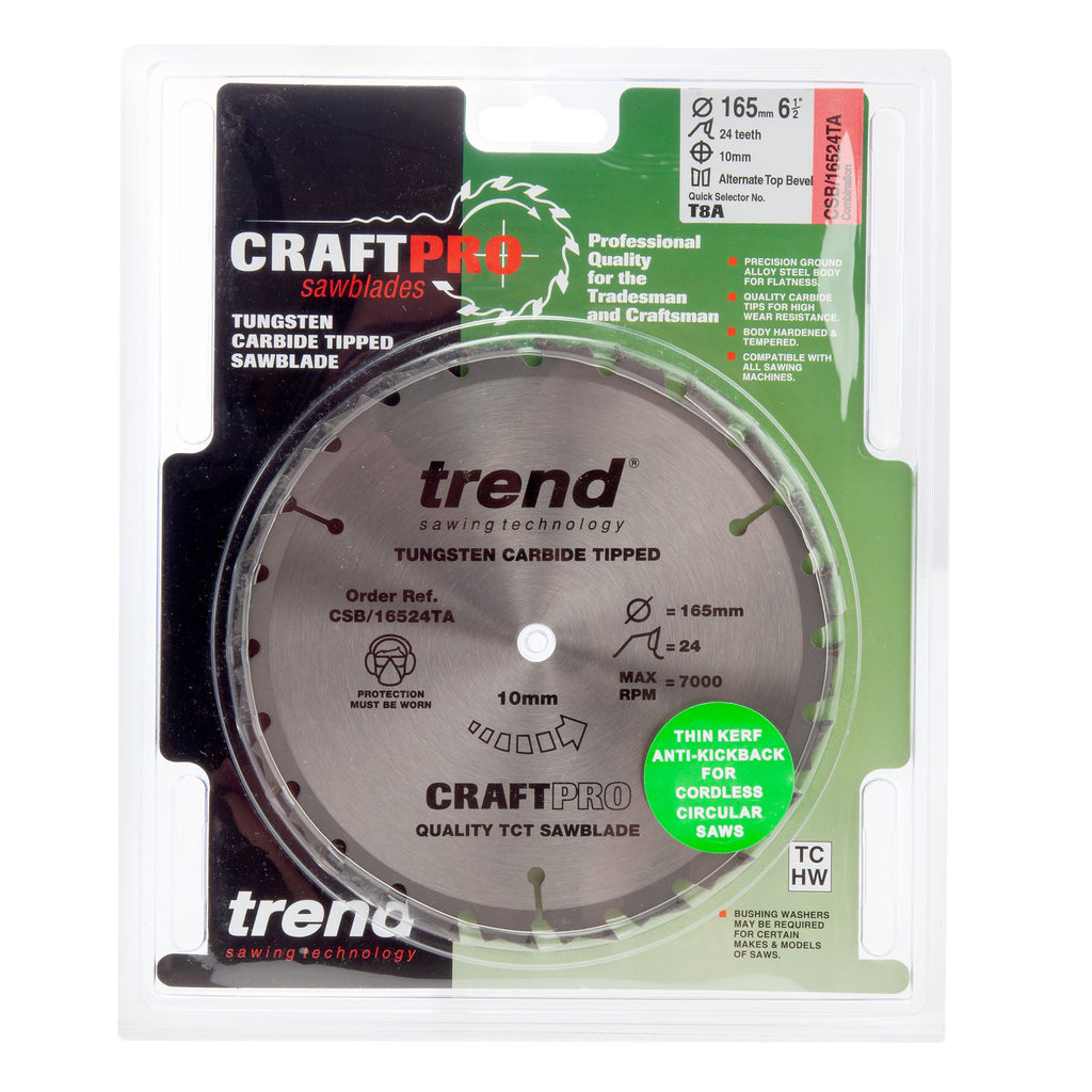 Trend CSB/16524TA CraftPro Saw Blade 165mm x 10mm x 24T 2