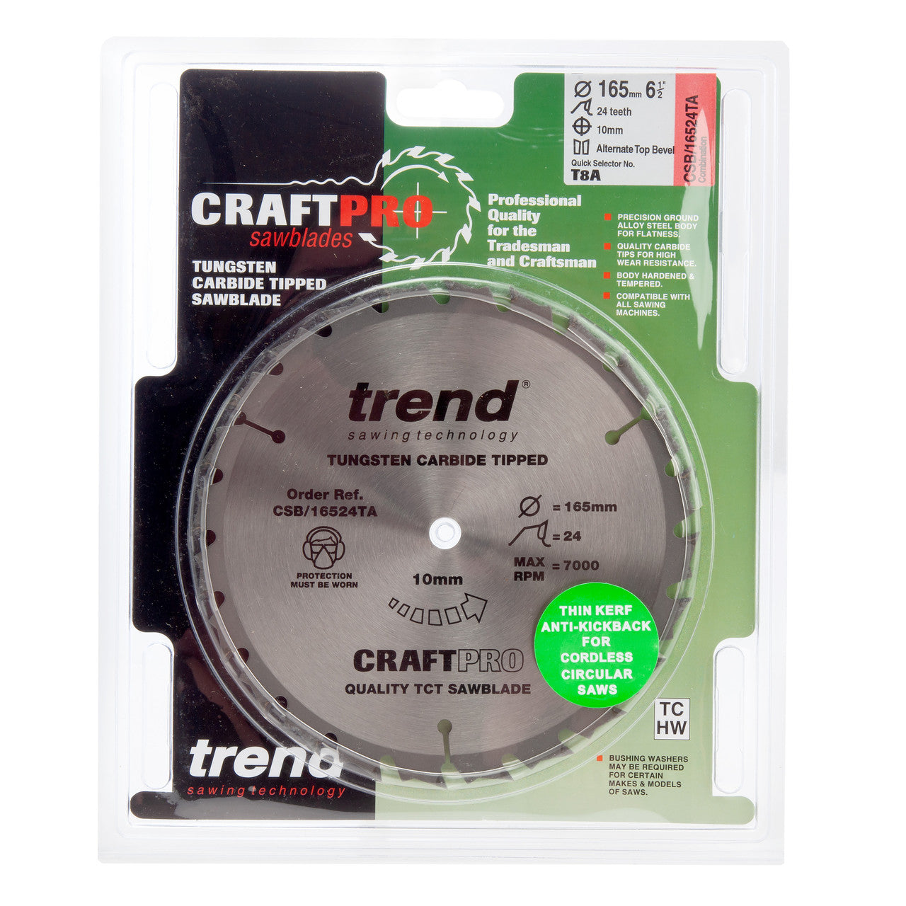 Trend CSB/16524TA CraftPro Saw Blade 165mm x 10mm x 24T 2