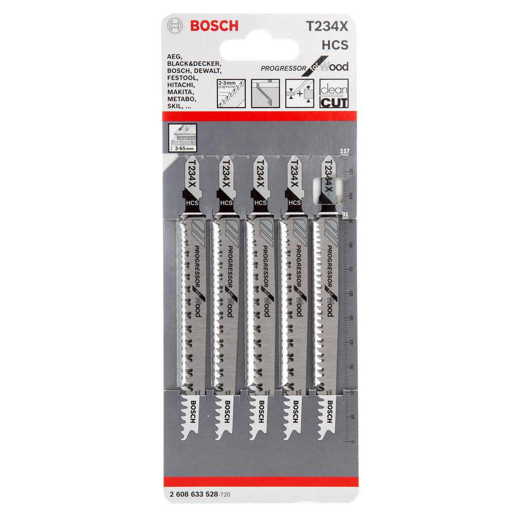 Bosch T234X Jigsaw Blades HCS Progressor for Wood (5 Pack) 2
