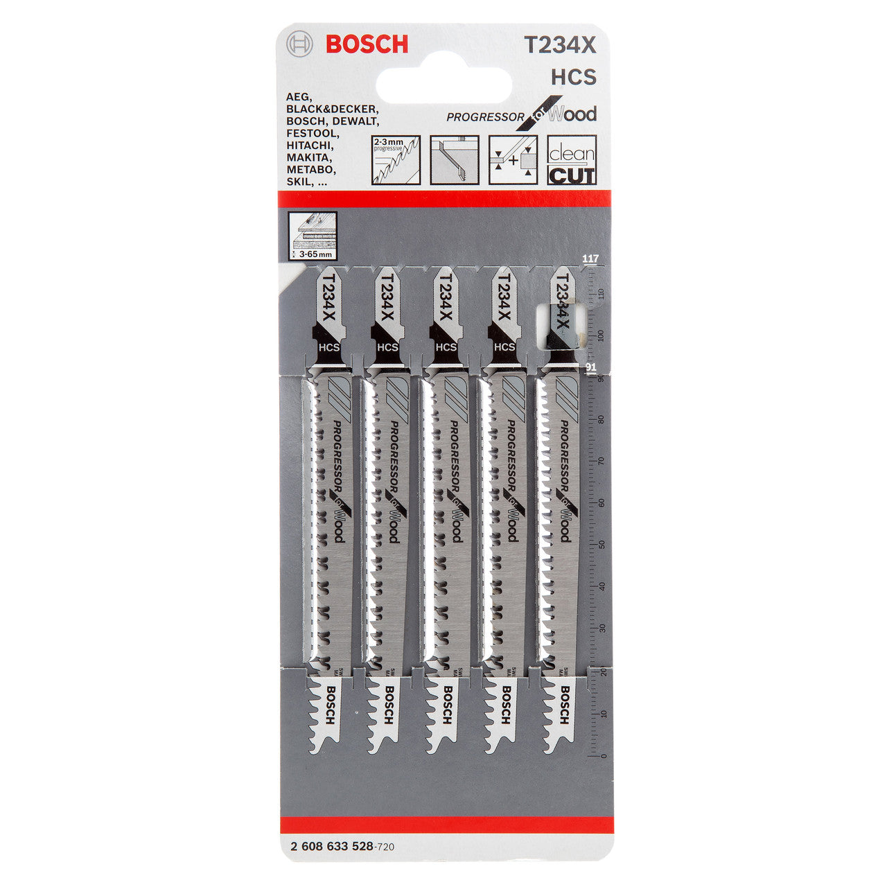 Bosch T234X Jigsaw Blades HCS Progressor for Wood (5 Pack) 2