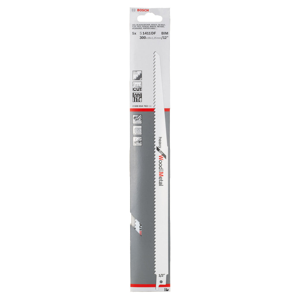 Bosch S1411DF (2608654763) Reciprocating Saw Blades for Wood & Metal 300mm (Pack Of 5) 2