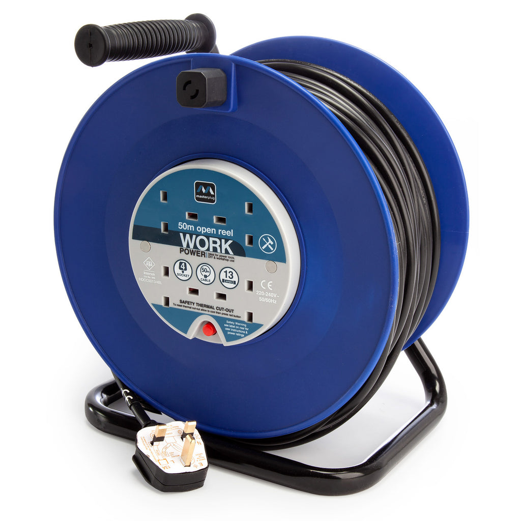 Masterplug HDCC5013-4BL-MP 13A 4 Gang Open Reel Blue 50 Metres 240V