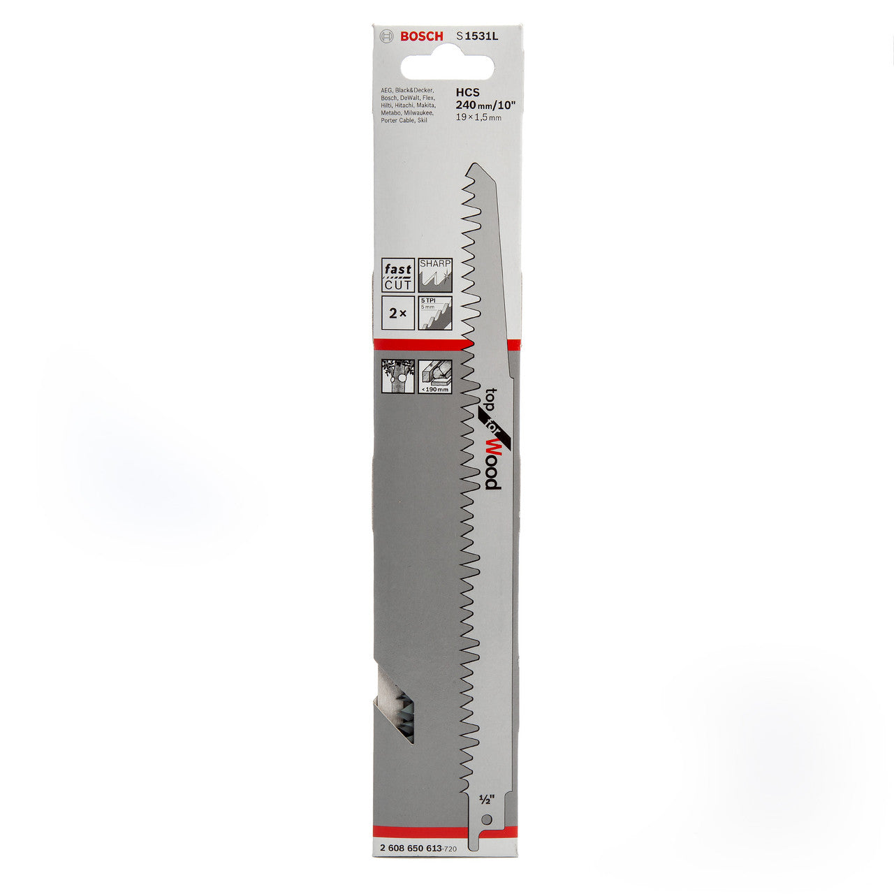 Bosch S1531L (2608650613) Reciprocating Saw Blade for Wood 240mm (Pack Of 2) 2