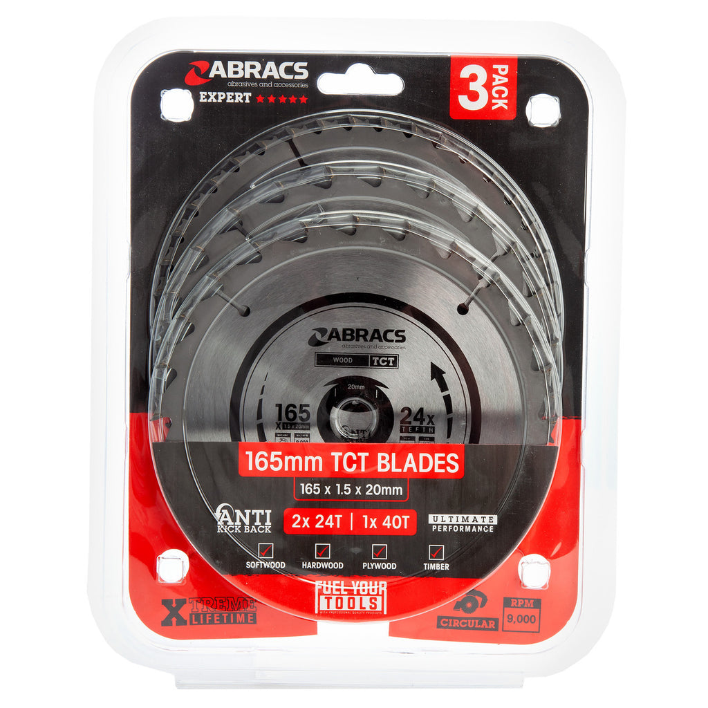 Abracs TCT1653 TCT Circular Saw Blades 165mm x 20mm (Pack Of 3) 2