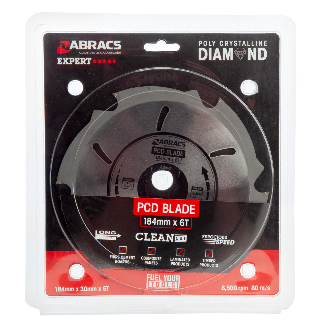 Abracs PCD1846 PDC Circular Saw Blade for Fibre Cement Board 184mm x 30mm x 6T 2