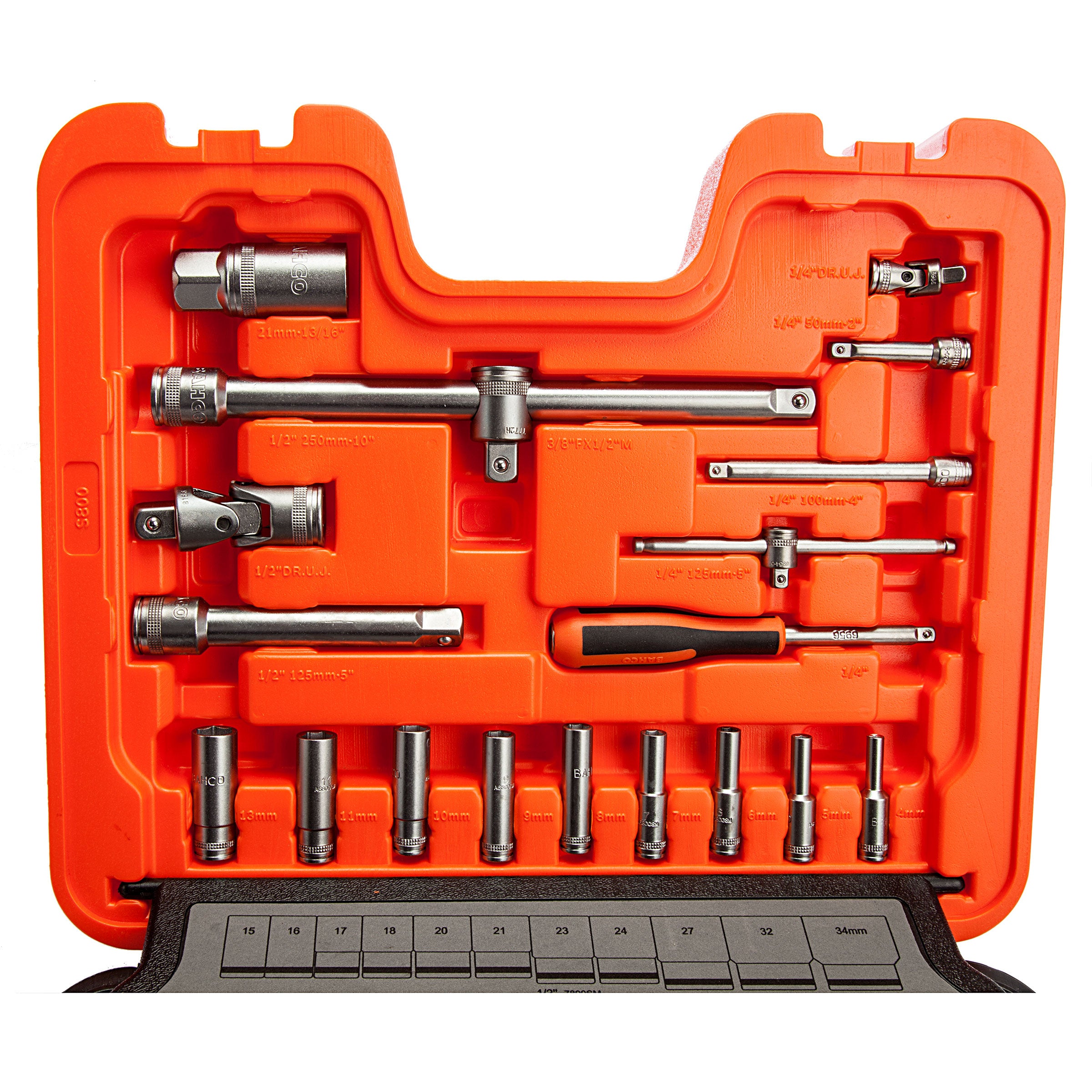 Bahco S800 1/4" & 1/2" Drive Metric and Imperial Socket Set (77 Piece)