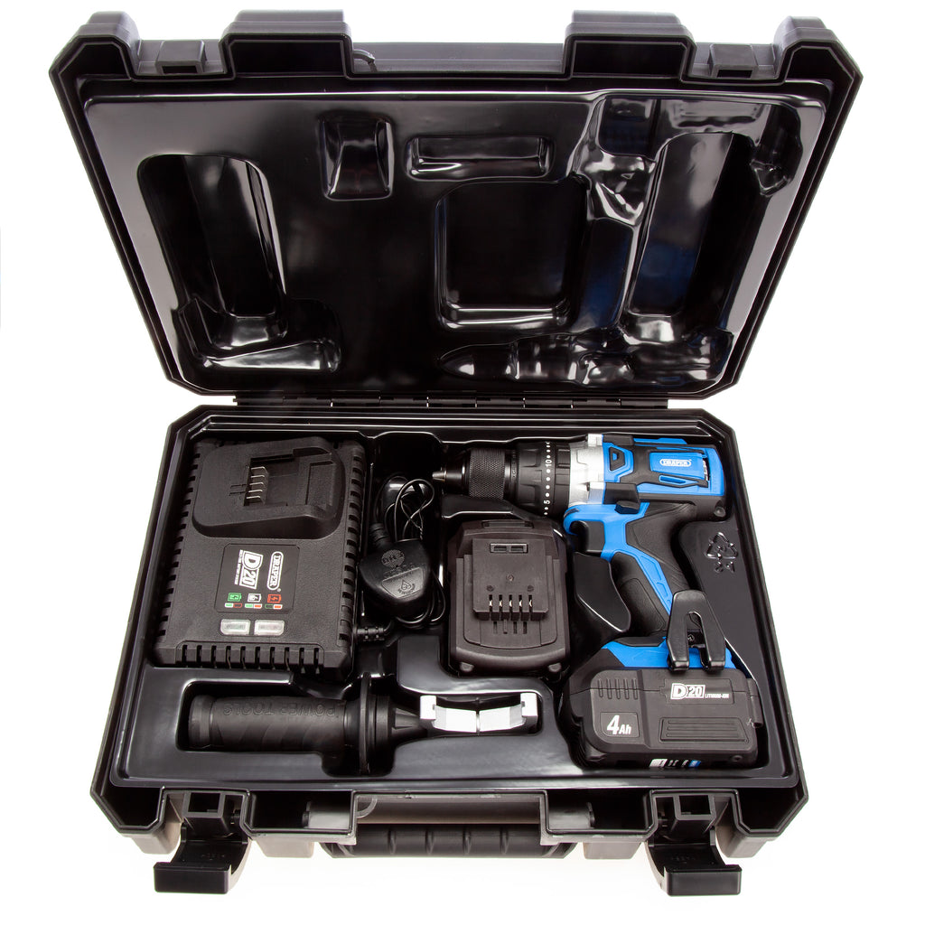 Draper 90470 D20 20V 4 Piece Kit (1 x 3.0Ah & 1 x 4.0Ah Battery)