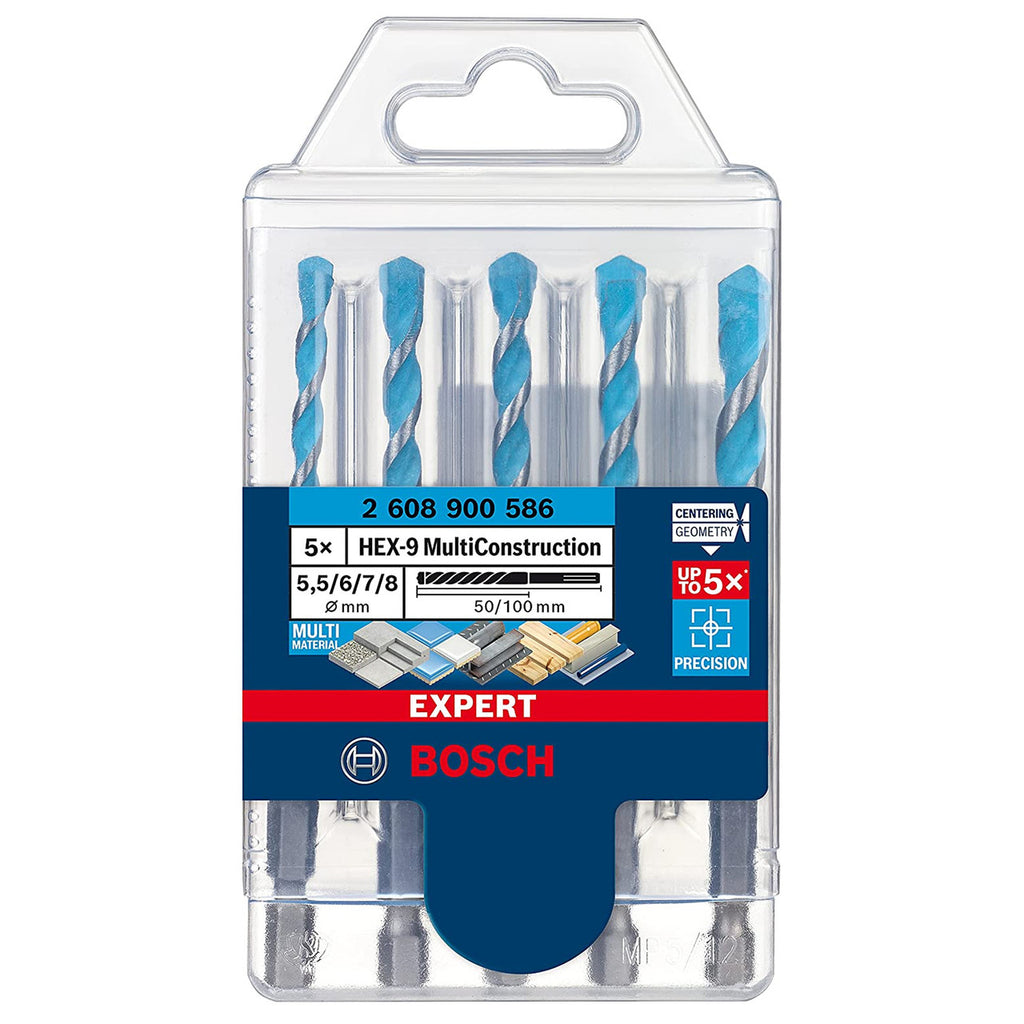 Bosch 2608900586 Expert HEX-9 MultiConstruction Drill Bit Set 5.5mm - 8mm (Pack Of 5)