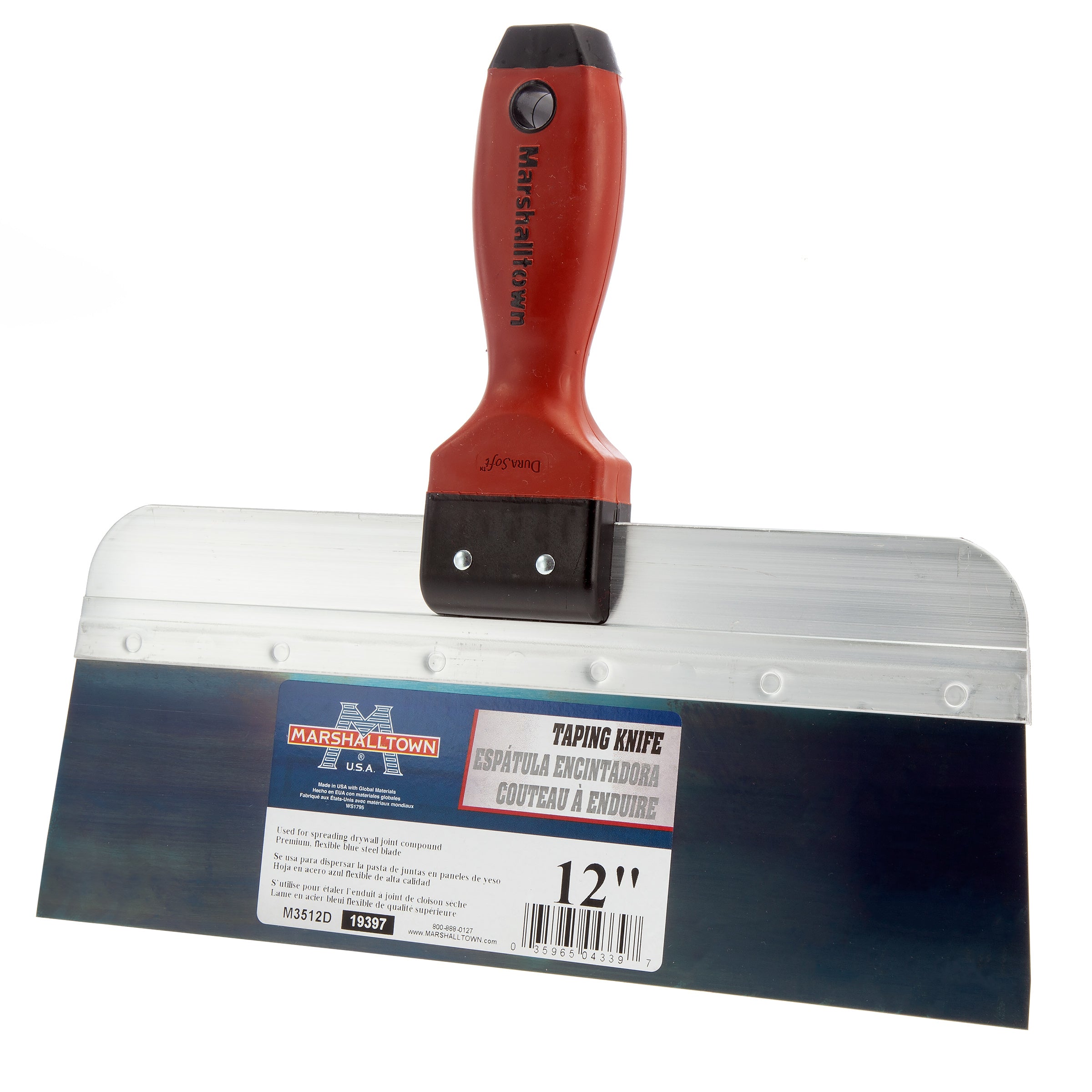 Marshalltown M3512D Blue Steel Taping Knife with Durasoft Handle 12 x 3"