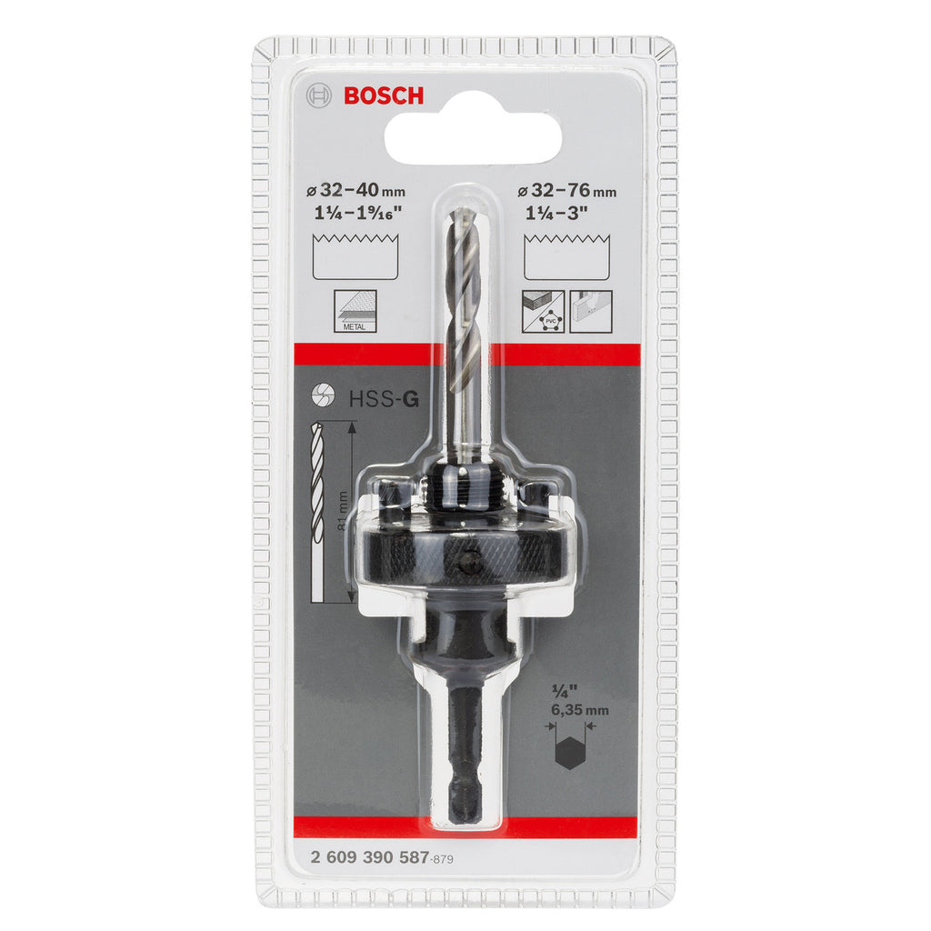 Bosch 2609390587 HSS-G Standard Hole Saw Arbour with 6.35mm Hex Shank 32-76mm 2