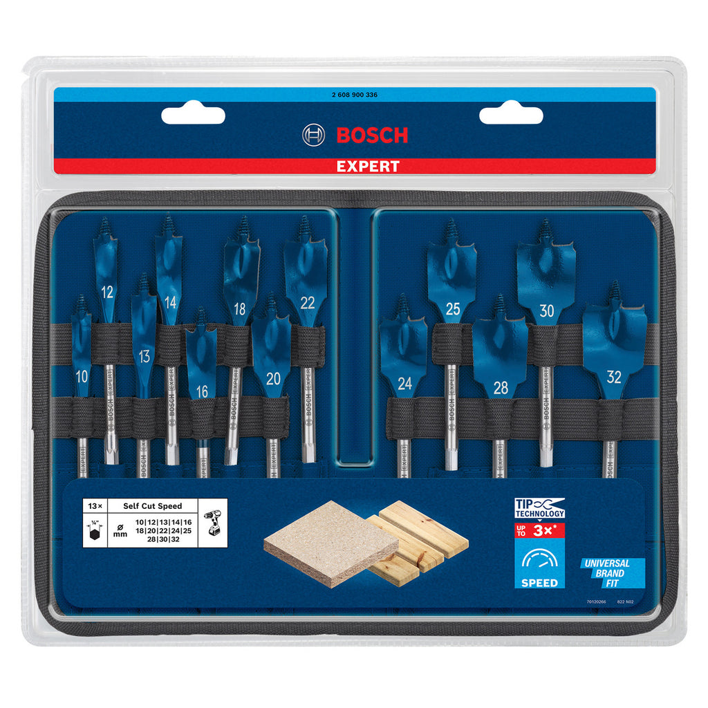 Bosch 2608900336 Expert SelfCut Speed Flat Bit Set with Hex Shank (13 Piece) 2