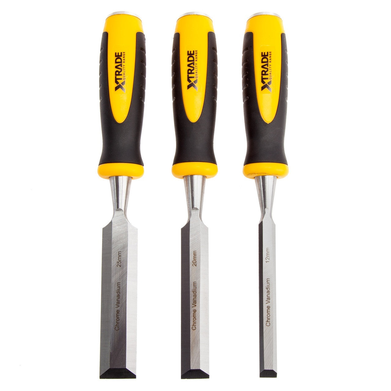 XTrade X0900007 Bevel Edge Chisel Set with Canvas Wallet (3 Piece)