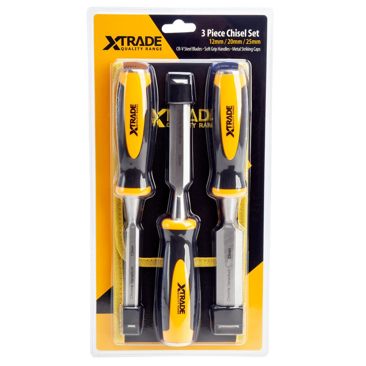 XTrade X0900007 Bevel Edge Chisel Set with Canvas Wallet (3 Piece)
