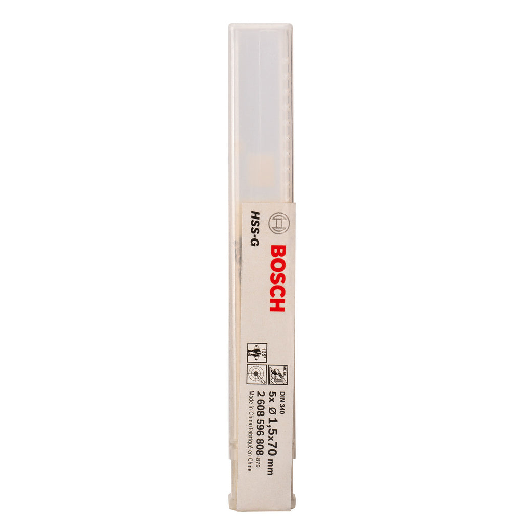 Bosch 2608596808 HSS-G Metal Drill Bits Long Series 1.5mm (Pack Of 5) 2