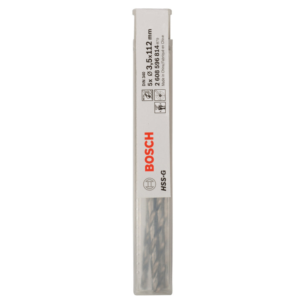 Bosch 2608596814 HSS-G Metal Drill Bits Long Series 3.5mm (Pack Of 5) 2