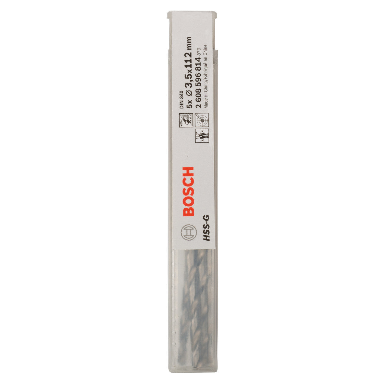 Bosch 2608596814 HSS-G Metal Drill Bits Long Series 3.5mm (Pack Of 5) 2