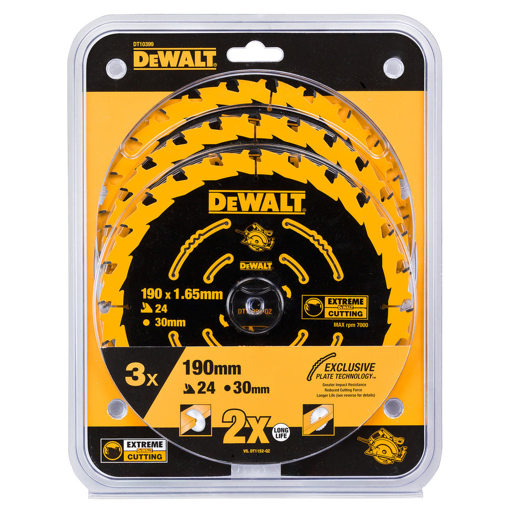 Dewalt DT10399 Extreme Framing Circular Saw Blades for Wood 190 x 30mm x 24T (Pack Of 3) 2