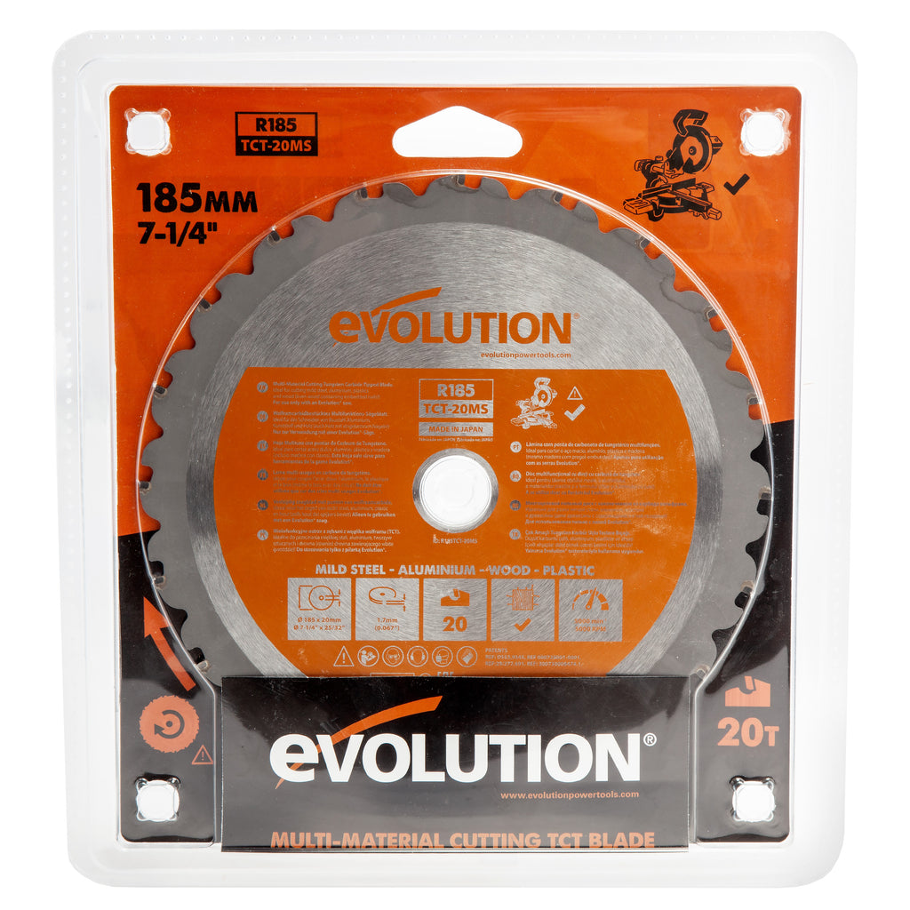 Evolution R185 TCT-20CS Circular Saw Blade for Multi-Material 185x 20mmx 20T