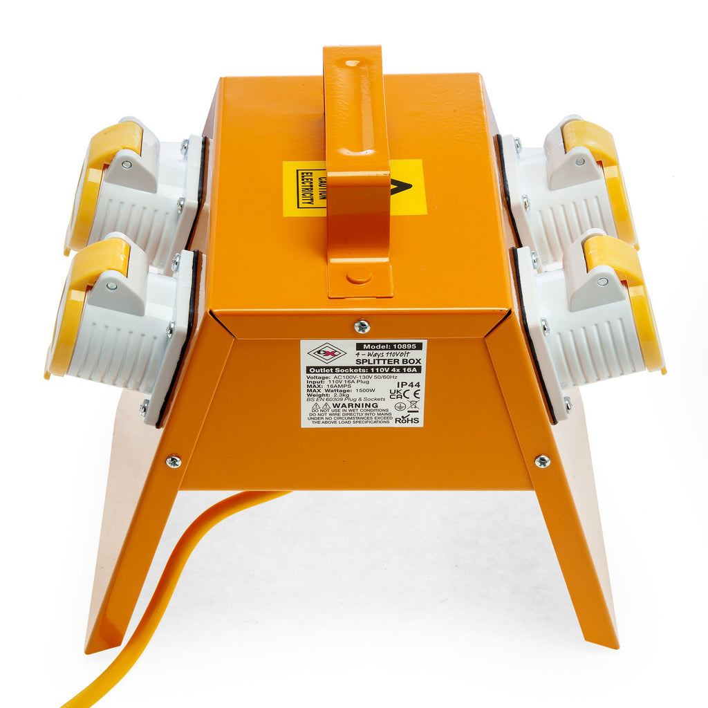 Toolstop 10895 Splitter Box 4 Way 4 x 16 Amp Sockets 1.5mm Cable 110V 2