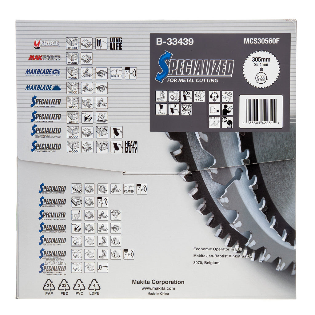 Makita B-33439 Specialized Circular Saw Blade for Metal Cutting 305mm x 25.4mm x 60T 3