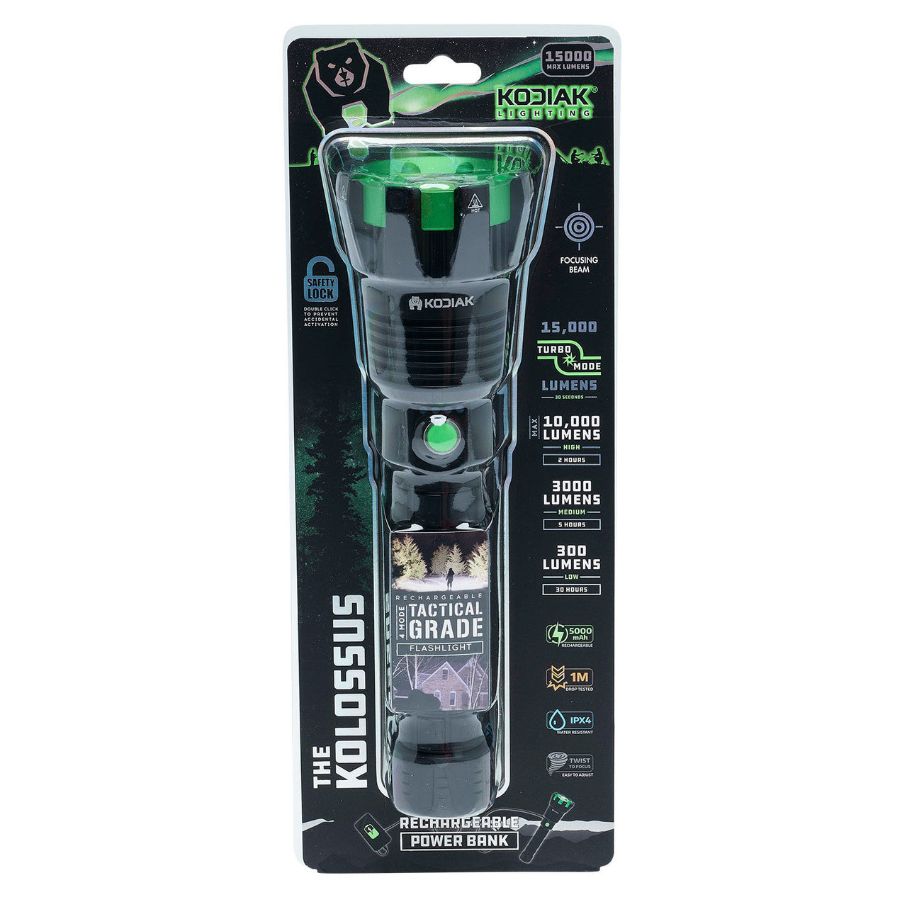 Kodiak 25478 Kolossus Rechargeable Tactical Flashlight 15,000 Lumens 2