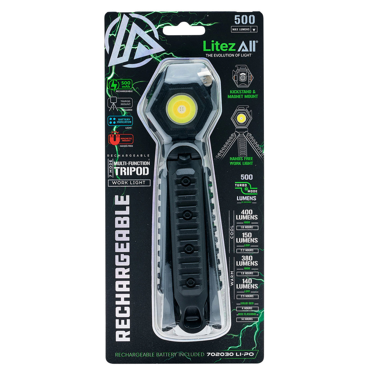 LiteZall 26215 Compact Work Light with Tripod 500 Lumens 2