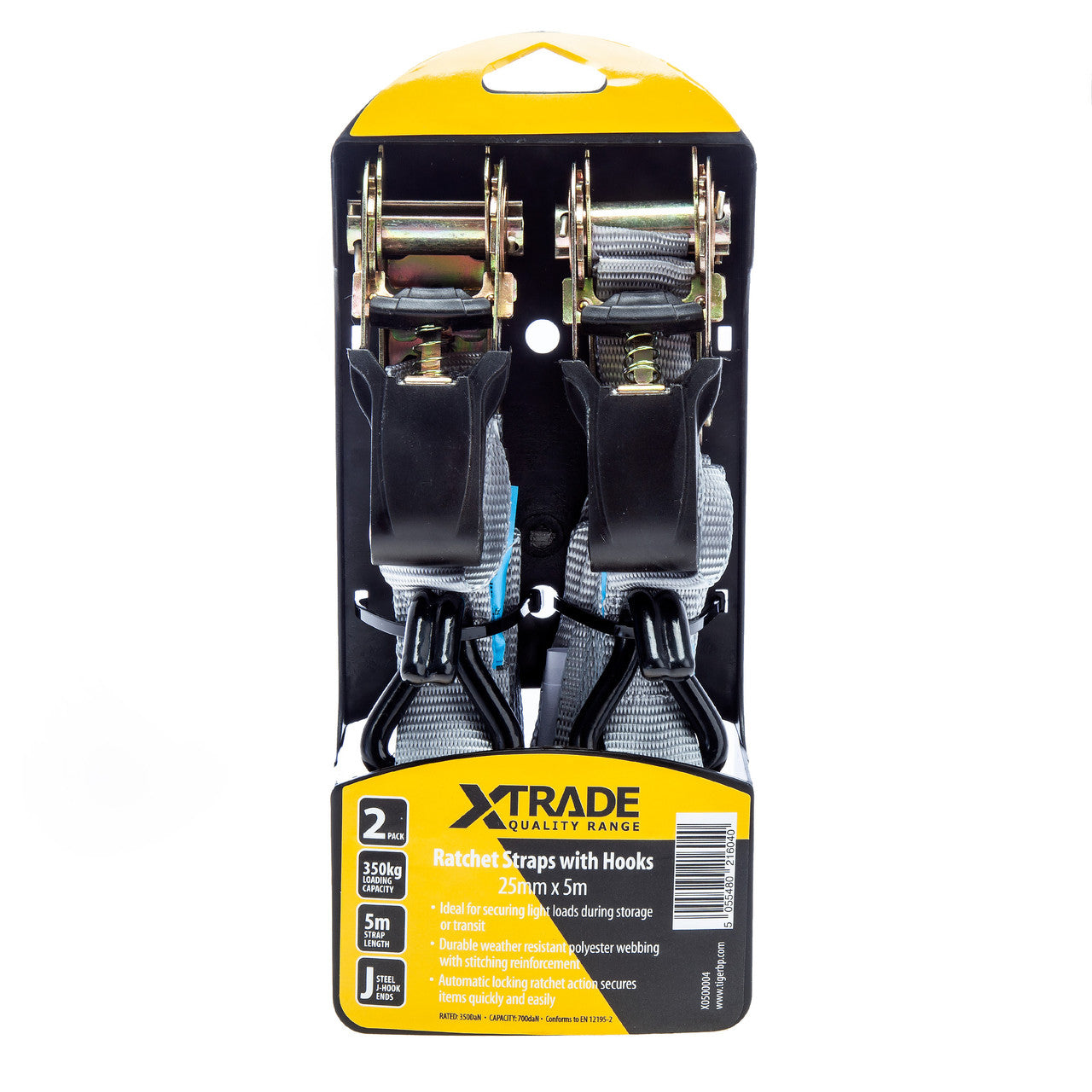 XTrade X0500004 Ratchet Straps with Hooks 25mm x 5m (Twin Pack) 2