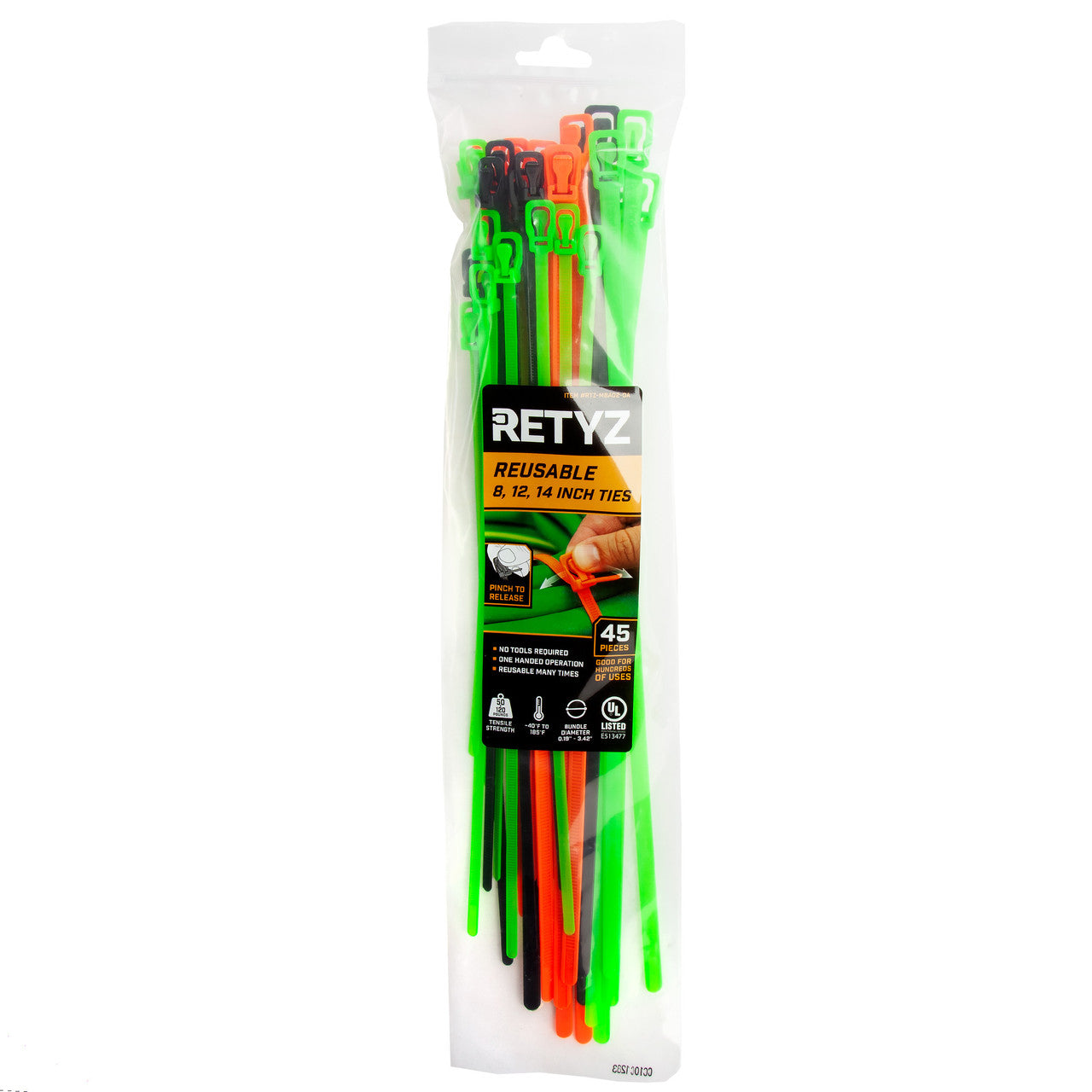 RETYZ MBA02-OA Releasable Tie Combo Pack 203/300/355mm (Pack of 45) 2