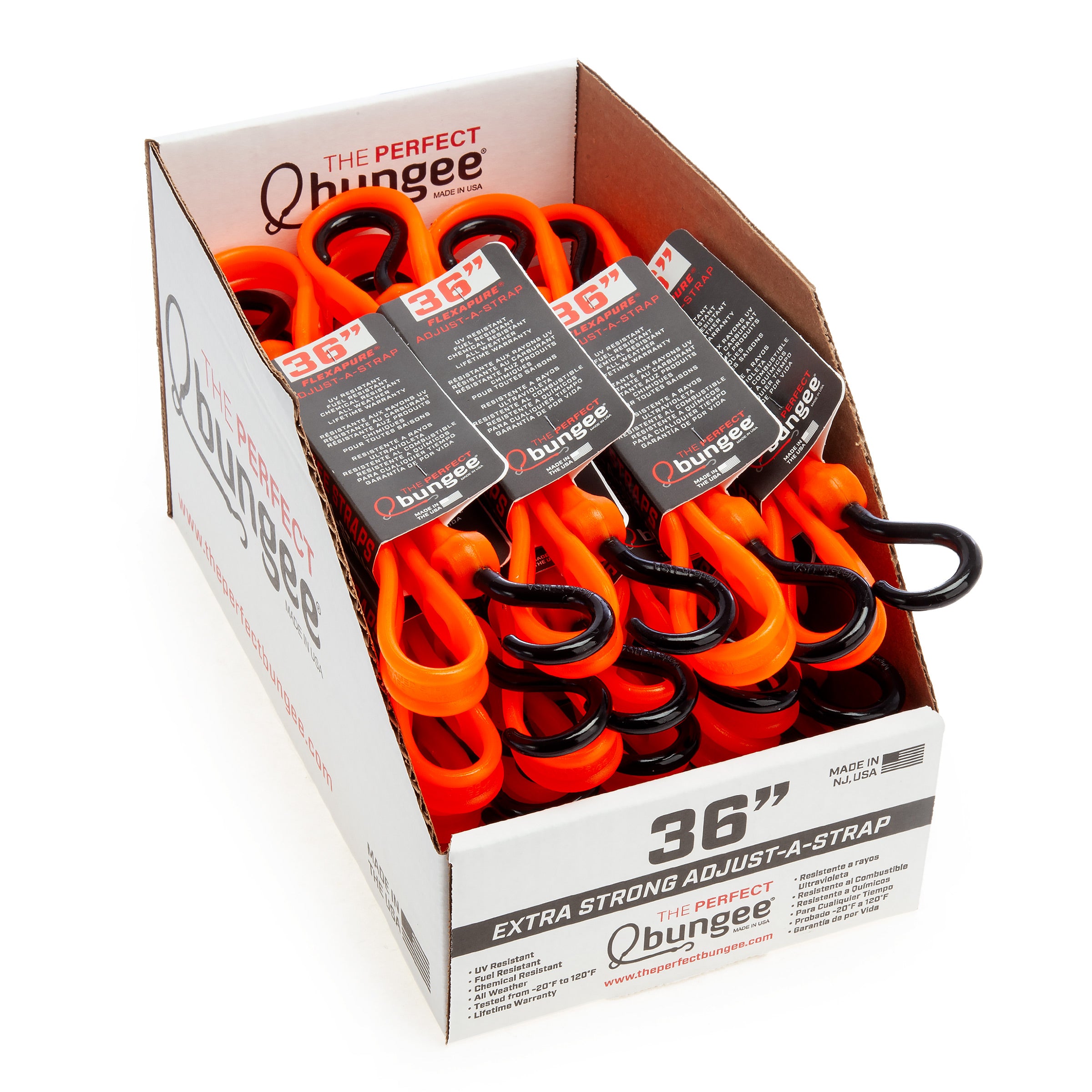 The Perfect Bungee AS36NG Adjust-A-Strap Bungee Cord in Orange 36” / 91cm (Single)