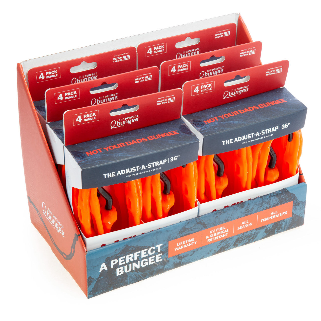 The Perfect Bungee AS36NG4PK-BXST Adjust-A-Strap in Orange 36in (Pack of 4) 2