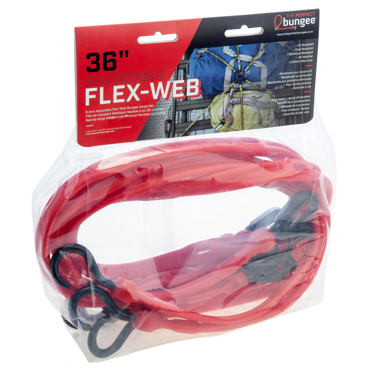 The Perfect Bungee FW36-6R Flex-Web Bungee Cargo Net in Red (up to 144in x 144in) 2