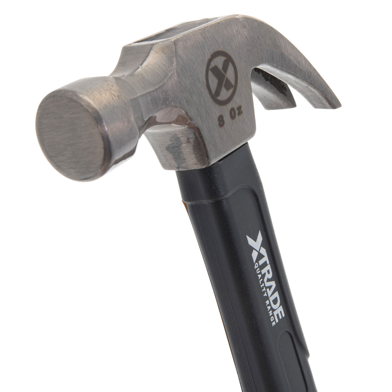 XTrade X0900085 Claw Hammer with Fibreglass Handle facing forwards showing stiking face