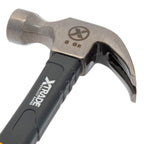 XTrade X0900085 Claw Hammer with Fibreglass Handle lying on its sideshowing claw curve 