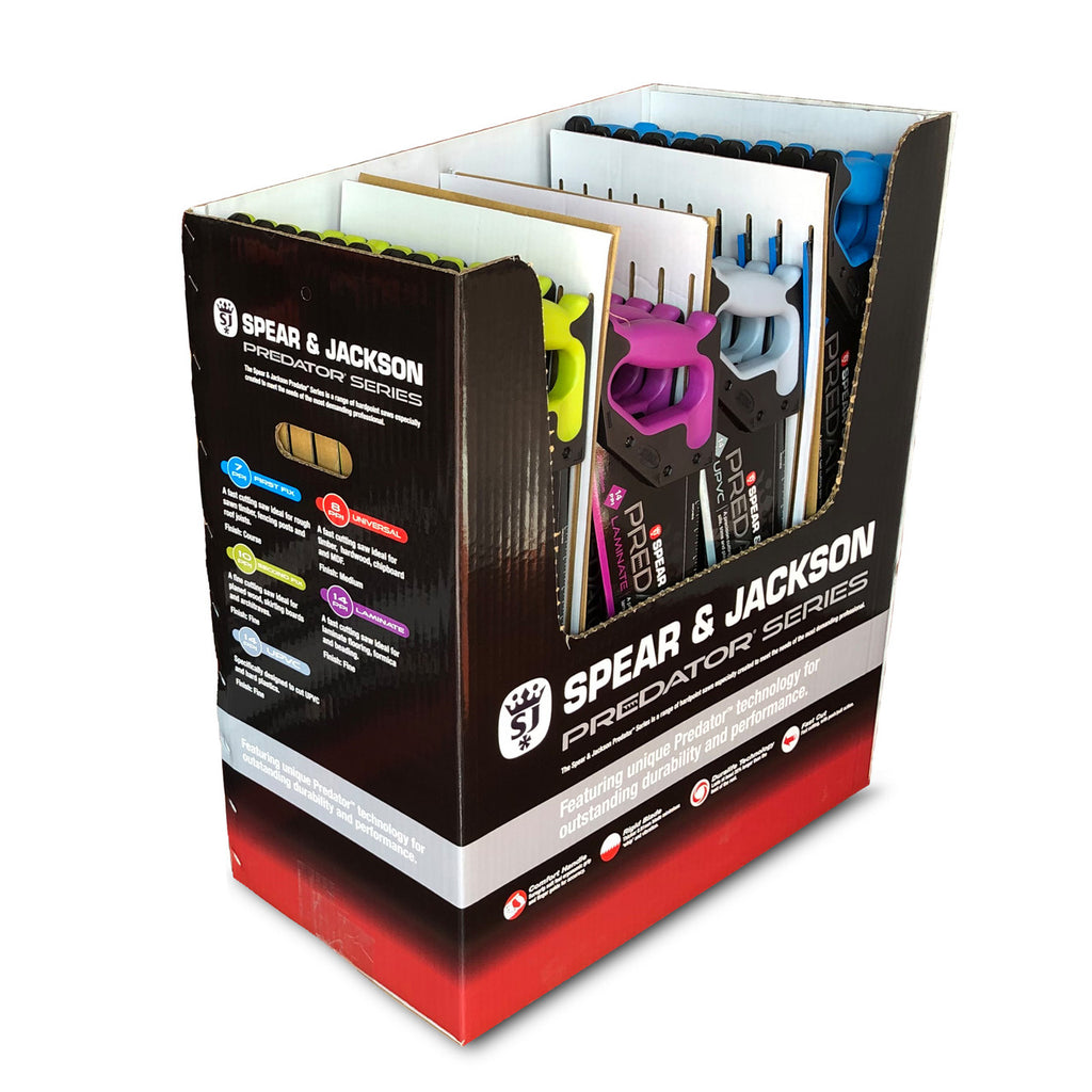 Spear & Jackson Merchandiser with 40 Assorted Saws (10 x B98FF, B98SF, B98UPVC, B98LAMINATE)
