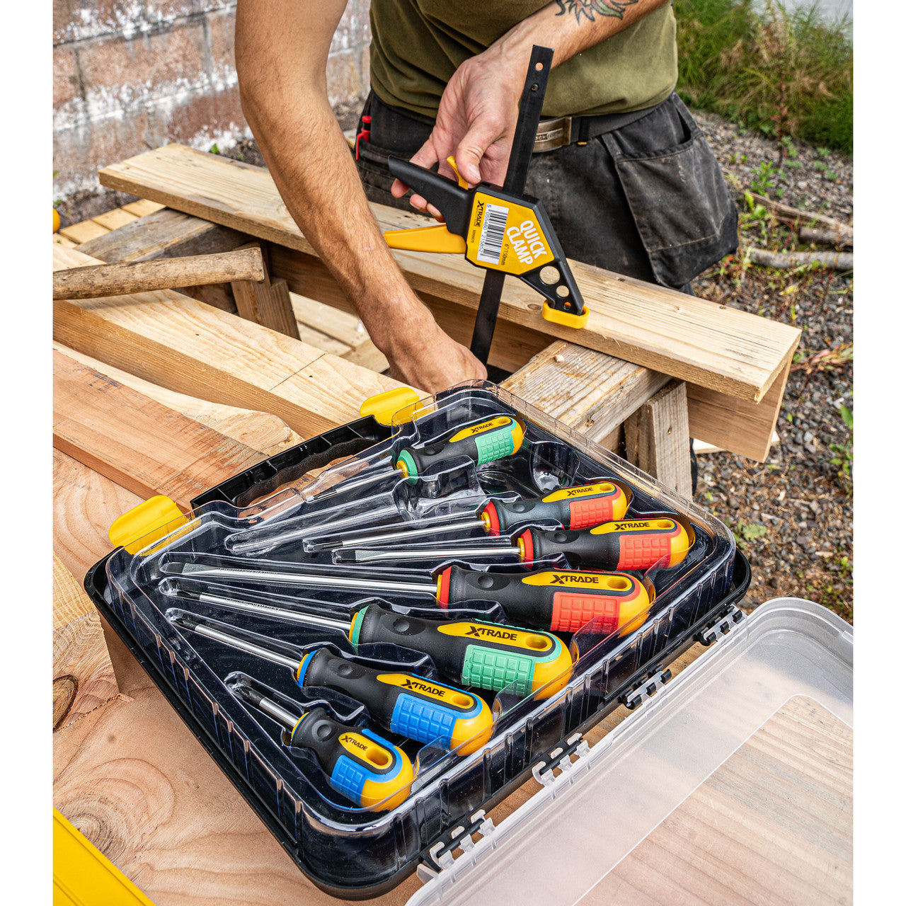 XTrade X0900064 Screwdriver Set in use on jobsite